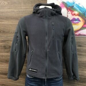 Baerskin Tactical Fleece Hoodie Mens Medium Grey Full Zip Multi-Pocket Jacket